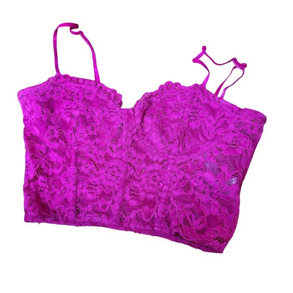ZARA Hot Pink Lace Corset Bralette Bra Top Crop Top Size Small - Picture 1 of 8
